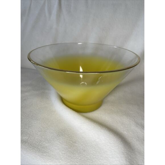 Vintage Mid Century Modern Yellow Frosted Bowl with Gold Rim Blendo - Picture 3 of 7